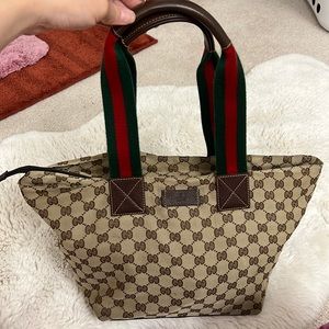 Gucci logo nylon tote- EUC